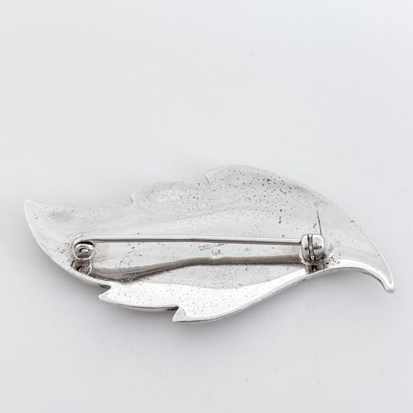 Vintage Sterling Silver 925 Engraved Leaf Brooch - Picture 3 of 6